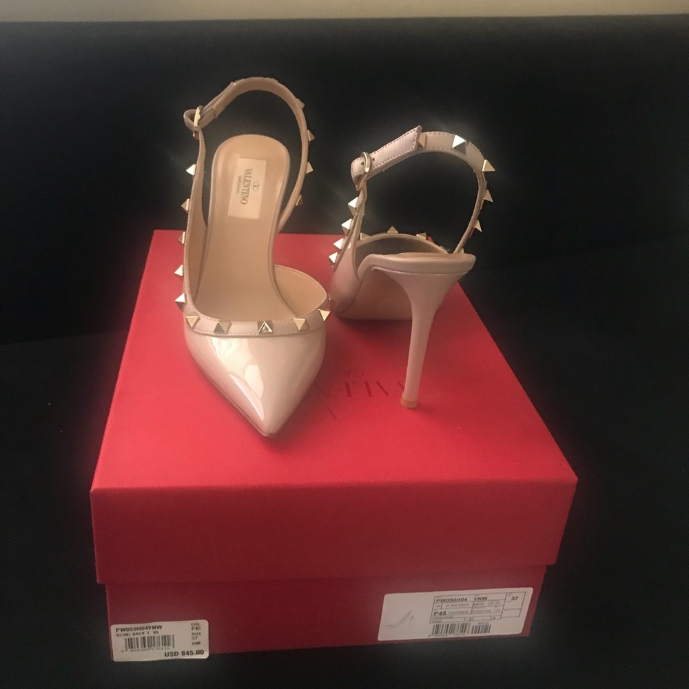 Valentino Rockstud Slingback Pumps, Poudre